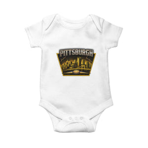 Pittsburgh Skyline Crest Graphic Baby Onesie Football Lover Gift