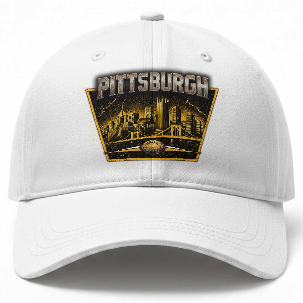 Pittsburgh Skyline Crest Graphic Baseball Cap Football Lover Gift
