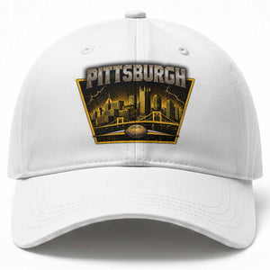 Pittsburgh Skyline Crest Graphic Baseball Cap Football Lover Gift