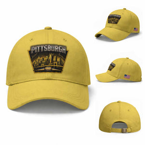Pittsburgh Skyline Crest Graphic Baseball Cap Football Lover Gift