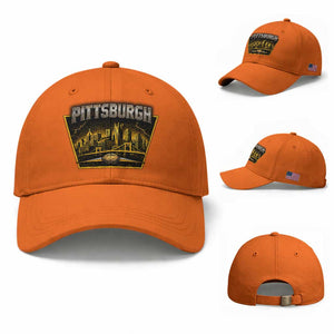 Pittsburgh Skyline Crest Graphic Baseball Cap Football Lover Gift
