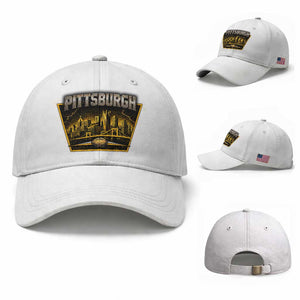 Pittsburgh Skyline Crest Graphic Baseball Cap Football Lover Gift
