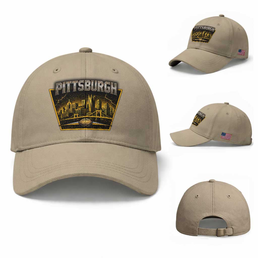 Pittsburgh Skyline Crest Graphic Baseball Cap Football Lover Gift