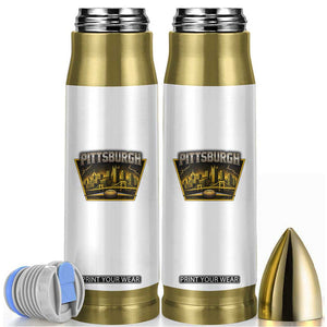 Pittsburgh Skyline Crest Graphic Bullet Tumbler Football Lover Gift