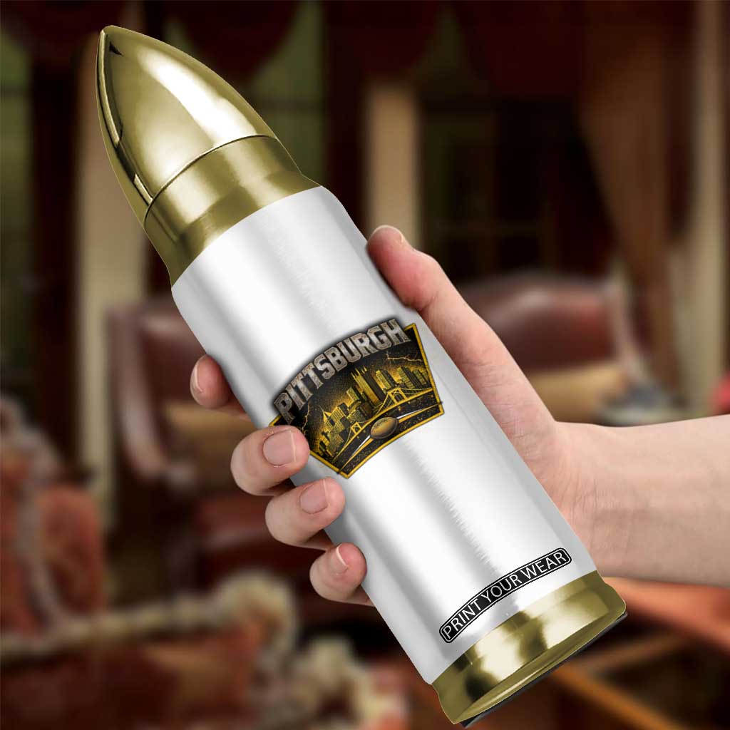 Pittsburgh Skyline Crest Graphic Bullet Tumbler Football Lover Gift