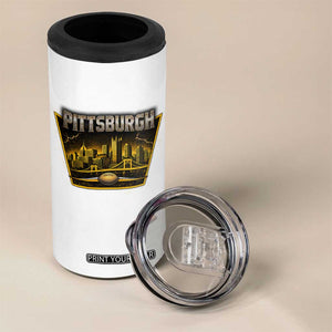 Pittsburgh Skyline Crest Graphic 4 in 1 Can Cooler Tumbler Football Lover Gift