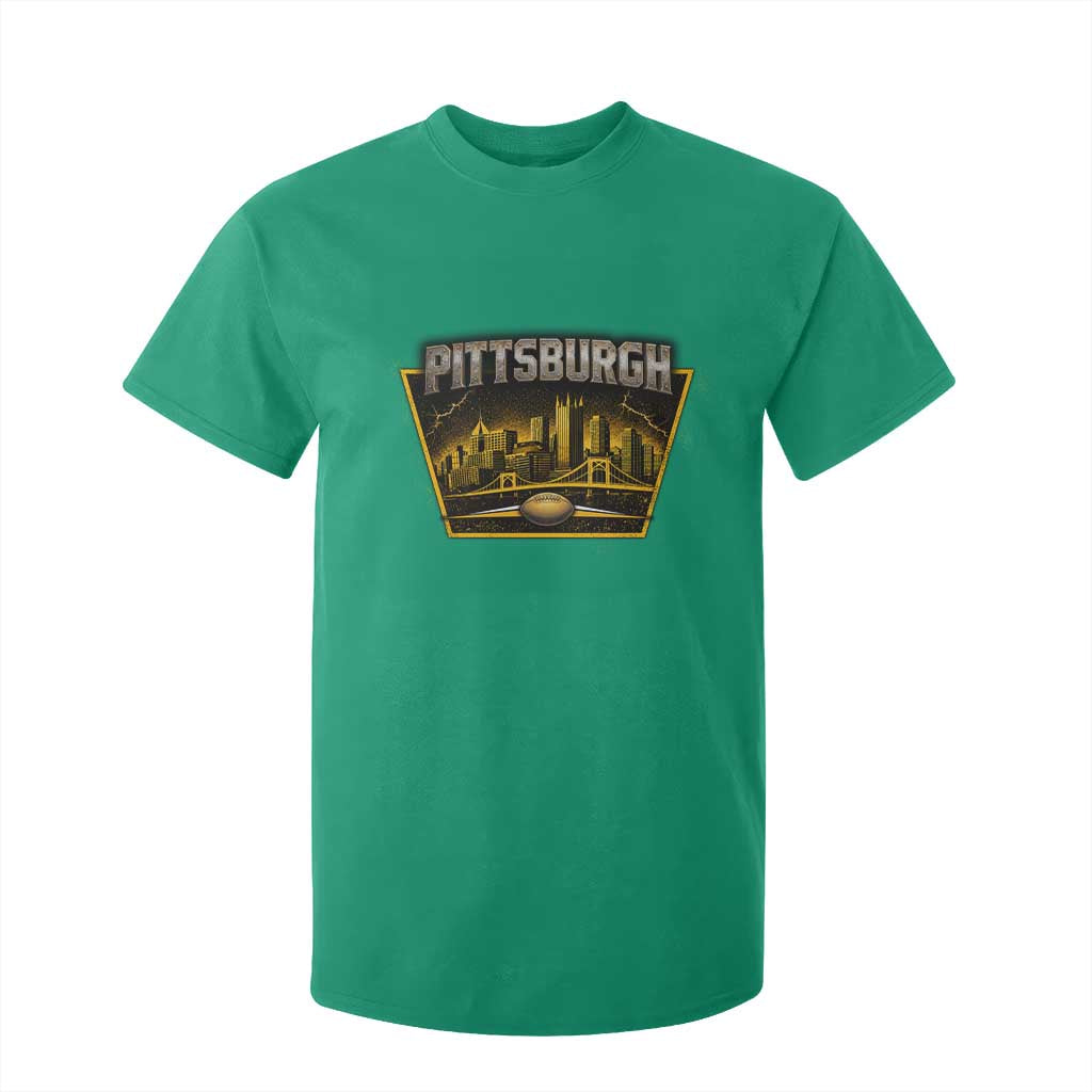 Pittsburgh Skyline Crest Graphic T Shirt For Kid Football Lover Gift