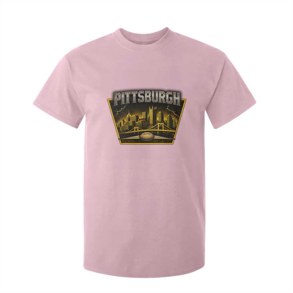 Pittsburgh Skyline Crest Graphic T Shirt For Kid Football Lover Gift