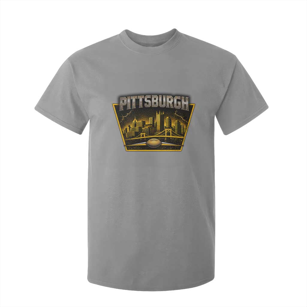 Pittsburgh Skyline Crest Graphic T Shirt For Kid Football Lover Gift