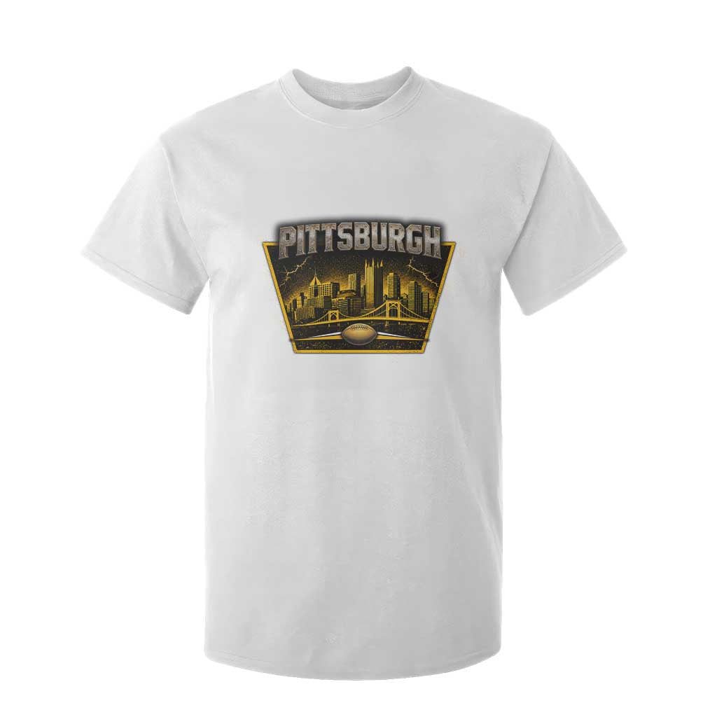 Pittsburgh Skyline Crest Graphic T Shirt For Kid Football Lover Gift