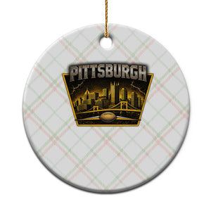 Pittsburgh Skyline Crest Graphic Ceramic Ornament Football Lover Gift