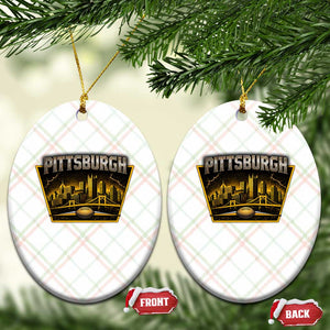 Pittsburgh Skyline Crest Graphic Ceramic Ornament Football Lover Gift