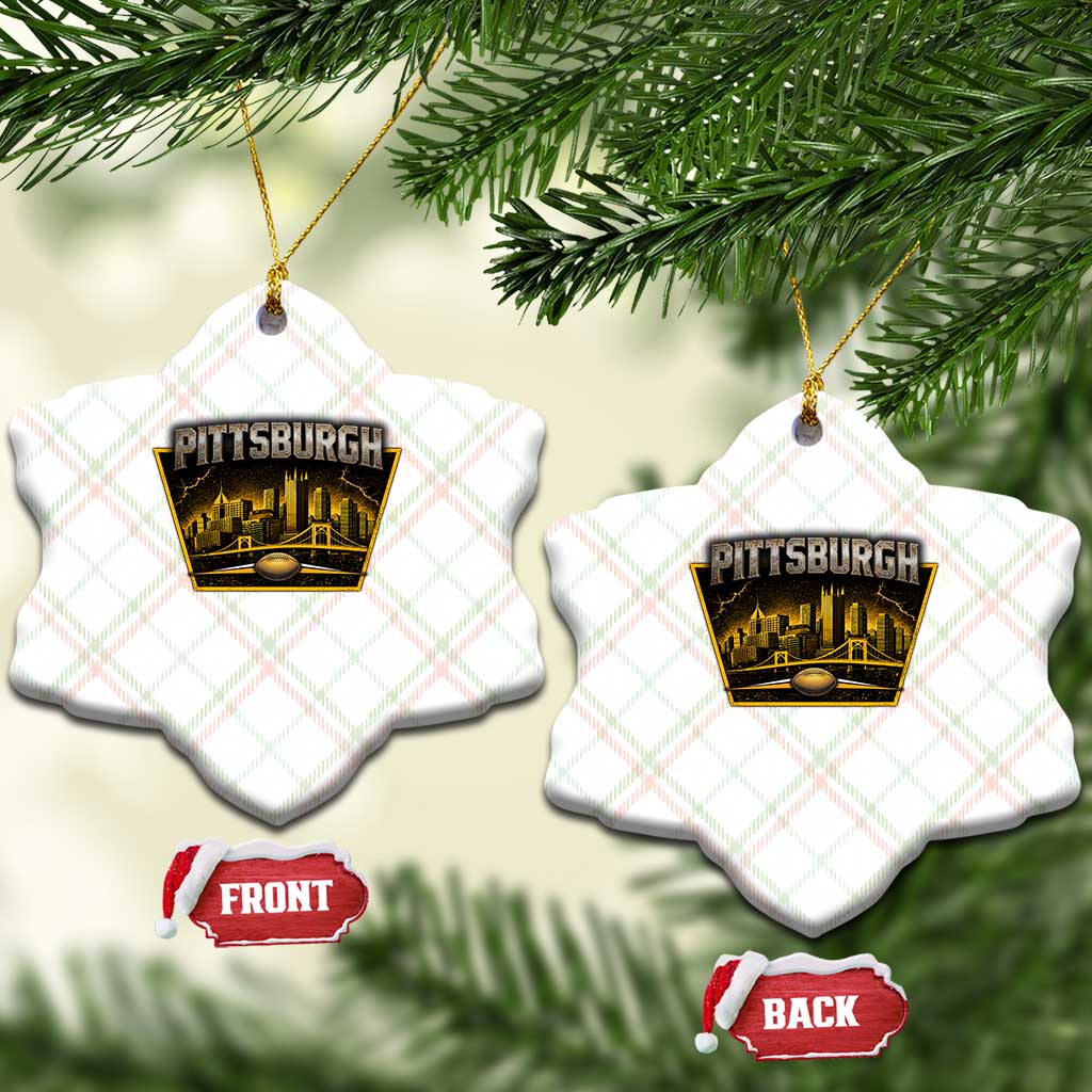 Pittsburgh Skyline Crest Graphic Ceramic Ornament Football Lover Gift