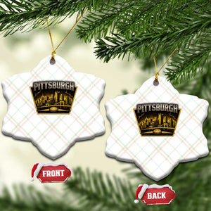 Pittsburgh Skyline Crest Graphic Ceramic Ornament Football Lover Gift