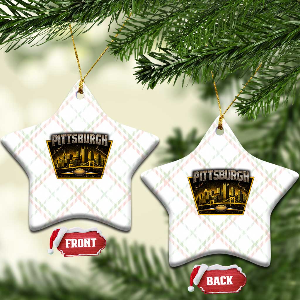 Pittsburgh Skyline Crest Graphic Ceramic Ornament Football Lover Gift