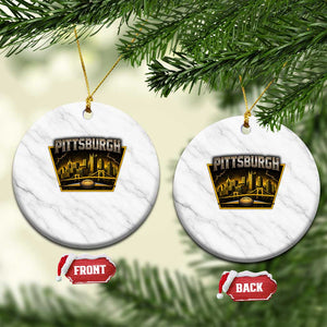 Pittsburgh Skyline Crest Graphic Ceramic Ornament Football Lover Gift