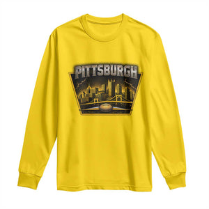 Pittsburgh Skyline Crest Graphic Long Sleeve Shirt Football Lover Gift