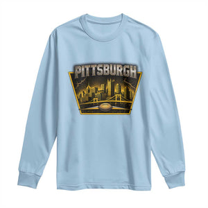 Pittsburgh Skyline Crest Graphic Long Sleeve Shirt Football Lover Gift
