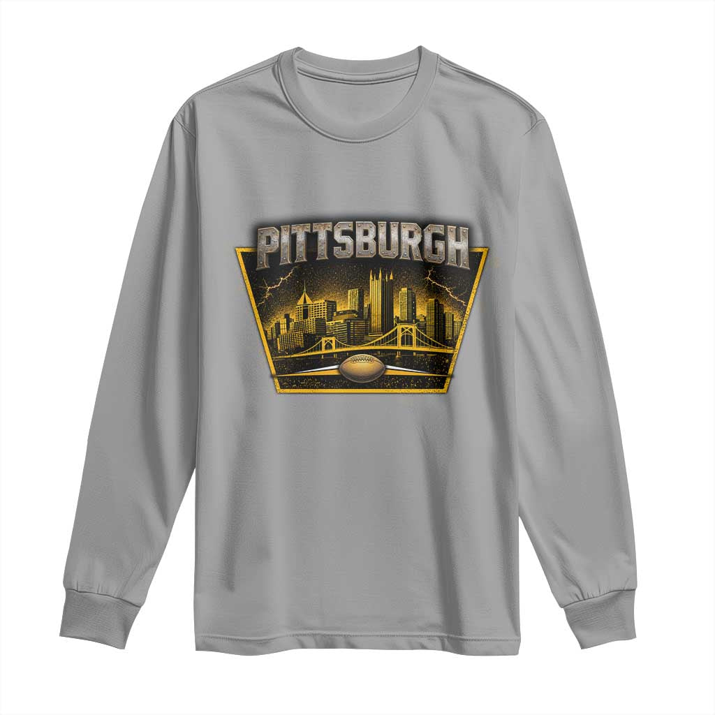 Pittsburgh Skyline Crest Graphic Long Sleeve Shirt Football Lover Gift