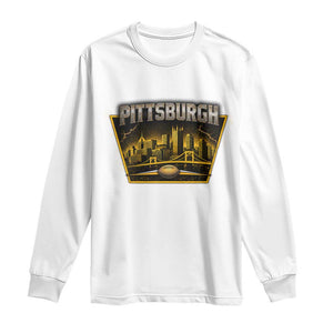 Pittsburgh Skyline Crest Graphic Long Sleeve Shirt Football Lover Gift