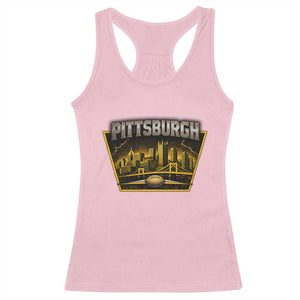 Pittsburgh Skyline Crest Graphic Racerback Tank Top Football Lover Gift