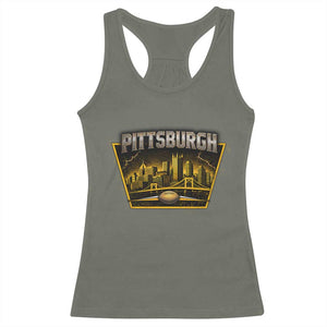 Pittsburgh Skyline Crest Graphic Racerback Tank Top Football Lover Gift