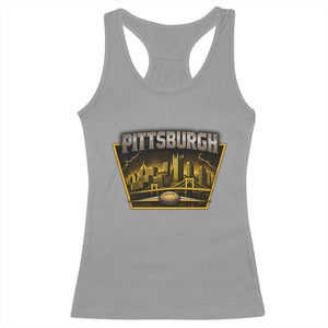 Pittsburgh Skyline Crest Graphic Racerback Tank Top Football Lover Gift