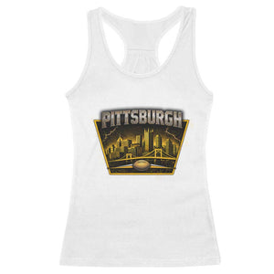 Pittsburgh Skyline Crest Graphic Racerback Tank Top Football Lover Gift