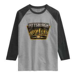 Pittsburgh Skyline Crest Graphic Raglan Shirt Football Lover Gift