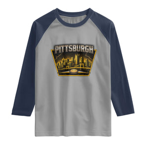 Pittsburgh Skyline Crest Graphic Raglan Shirt Football Lover Gift
