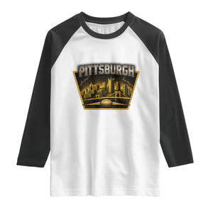 Pittsburgh Skyline Crest Graphic Raglan Shirt Football Lover Gift
