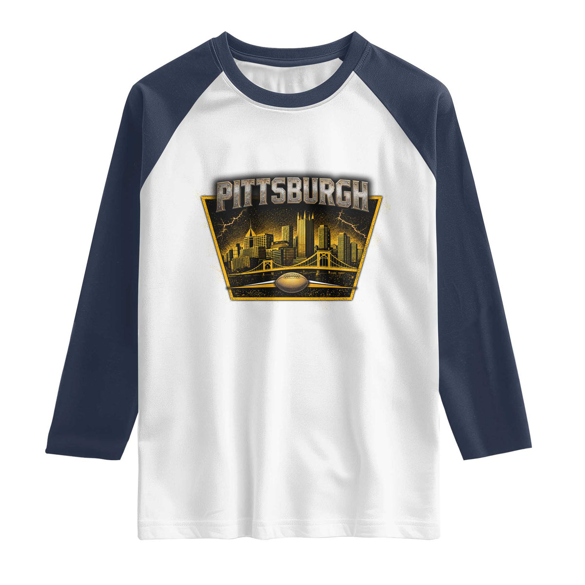 Pittsburgh Skyline Crest Graphic Raglan Shirt Football Lover Gift