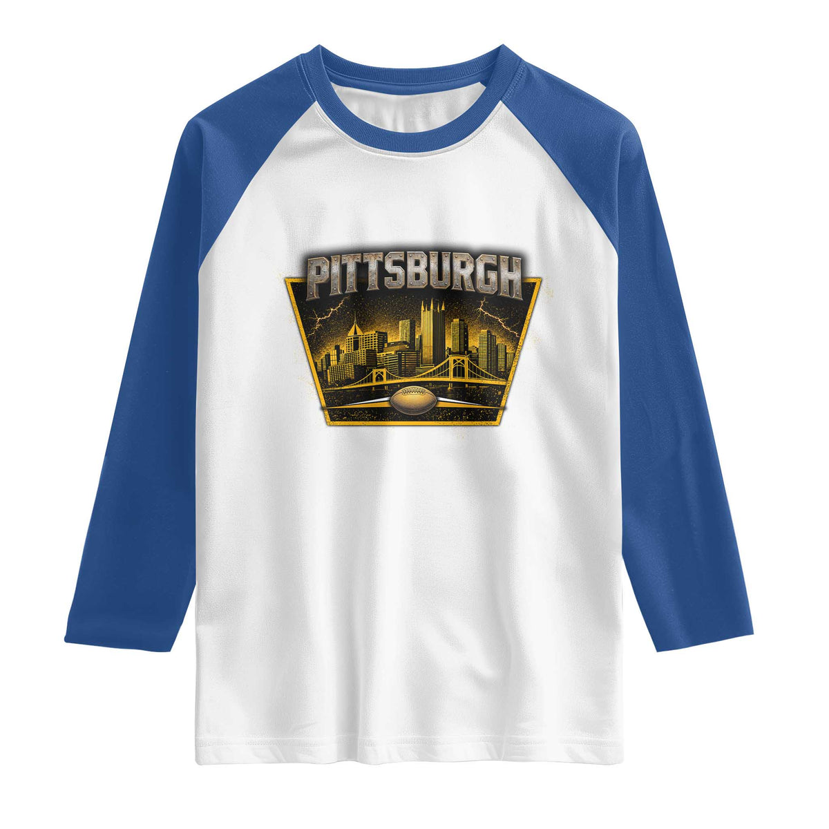 Pittsburgh Skyline Crest Graphic Raglan Shirt Football Lover Gift
