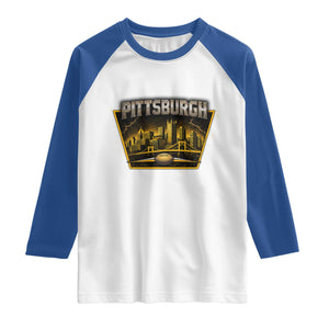 Pittsburgh Skyline Crest Graphic Raglan Shirt Football Lover Gift