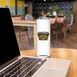 Pittsburgh Skyline Crest Graphic Skinny Tumbler Football Lover Gift