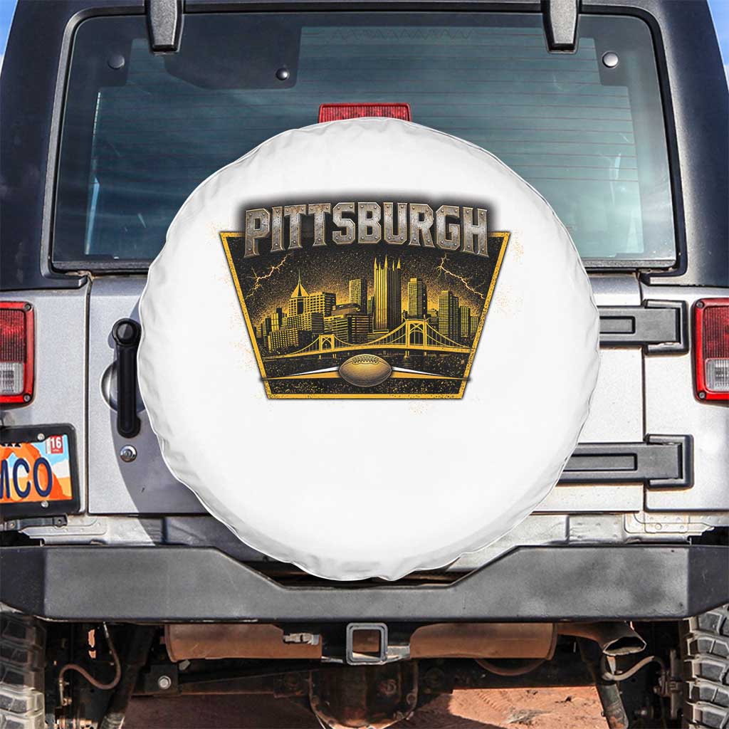 Pittsburgh Skyline Crest Graphic Spare Tire Cover Football Lover Gift