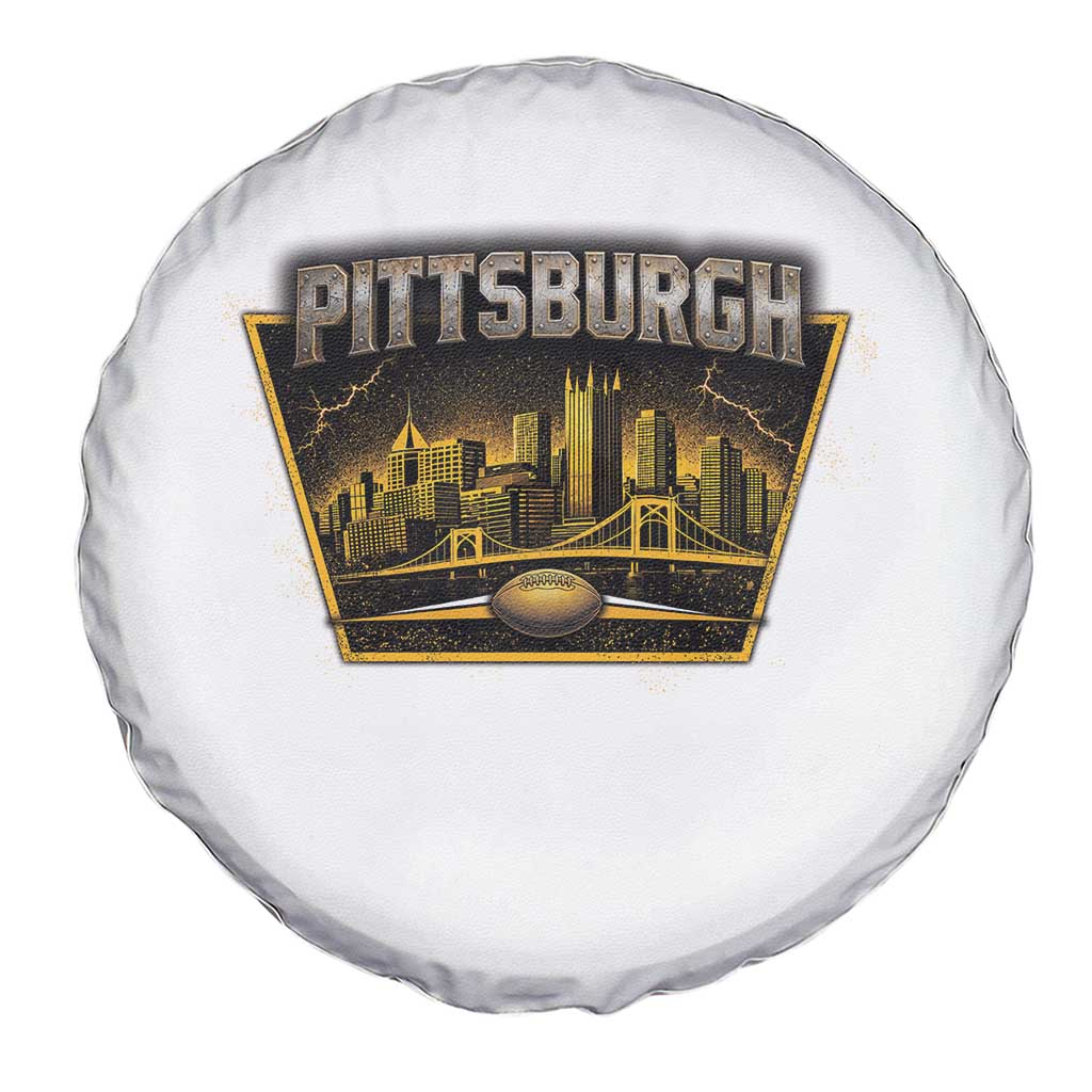 Pittsburgh Skyline Crest Graphic Spare Tire Cover Football Lover Gift