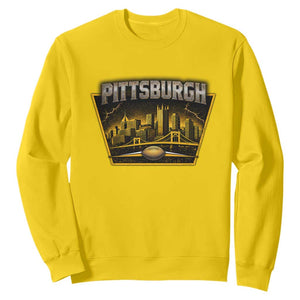 Pittsburgh Skyline Crest Graphic Sweatshirt Football Lover Gift