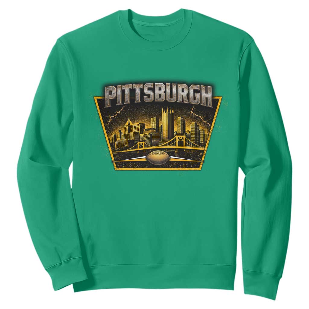 Pittsburgh Skyline Crest Graphic Sweatshirt Football Lover Gift