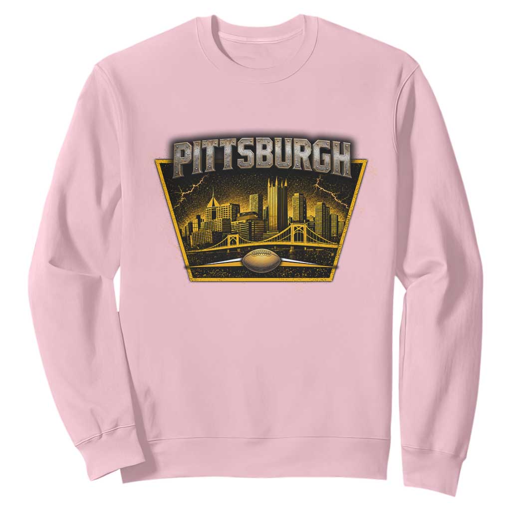 Pittsburgh Skyline Crest Graphic Sweatshirt Football Lover Gift