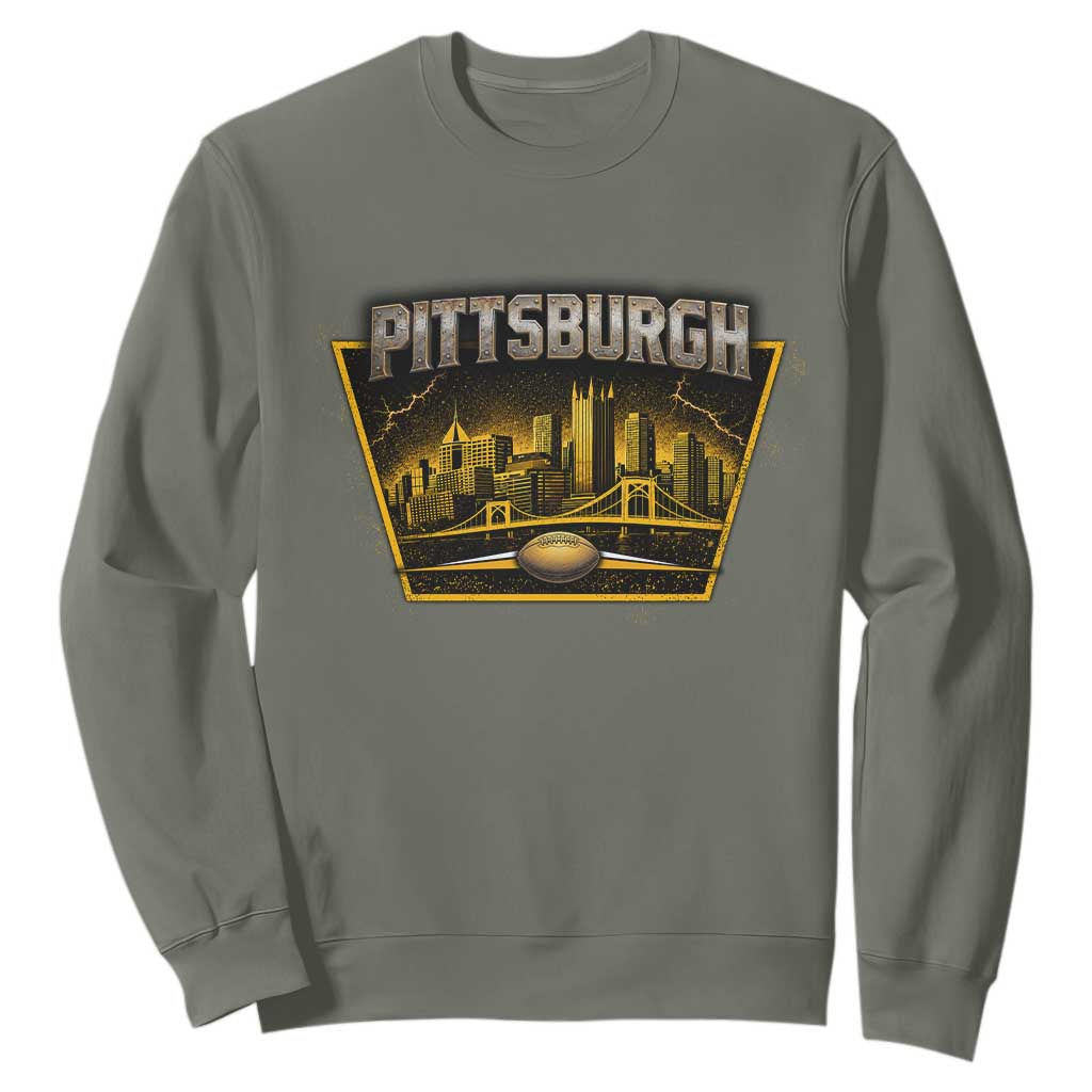 Pittsburgh Skyline Crest Graphic Sweatshirt Football Lover Gift