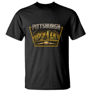 Pittsburgh Skyline Crest Graphic T Shirt Football Lover Gift