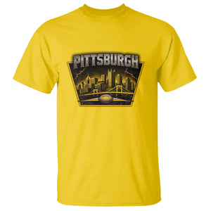 Pittsburgh Skyline Crest Graphic T Shirt Football Lover Gift