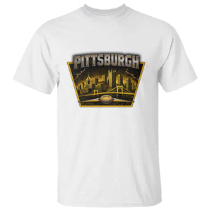 Pittsburgh Skyline Crest Graphic T Shirt Football Lover Gift
