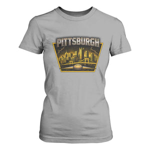 Pittsburgh Skyline Crest Graphic T Shirt For Women Football Lover Gift