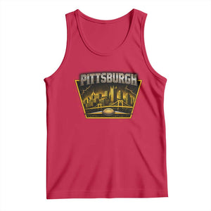 Pittsburgh Skyline Crest Graphic Tank Top Football Lover Gift