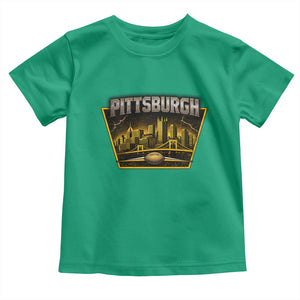 Pittsburgh Skyline Crest Graphic Toddler T Shirt Football Lover Gift