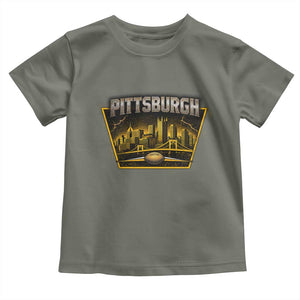Pittsburgh Skyline Crest Graphic Toddler T Shirt Football Lover Gift