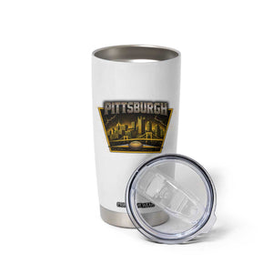 Pittsburgh Skyline Crest Graphic Tumbler Cup Football Lover Gift