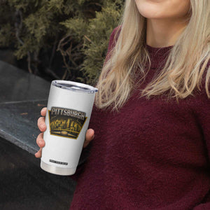 Pittsburgh Skyline Crest Graphic Tumbler Cup Football Lover Gift